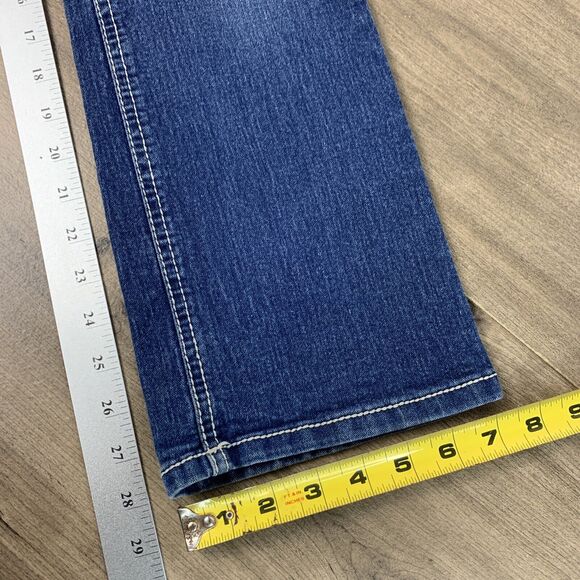 Faded Glory Blue Denim Girls Youth Jeans Sz 14 Straight Leg Flap Pockets Stretch - Picture 5 of 10